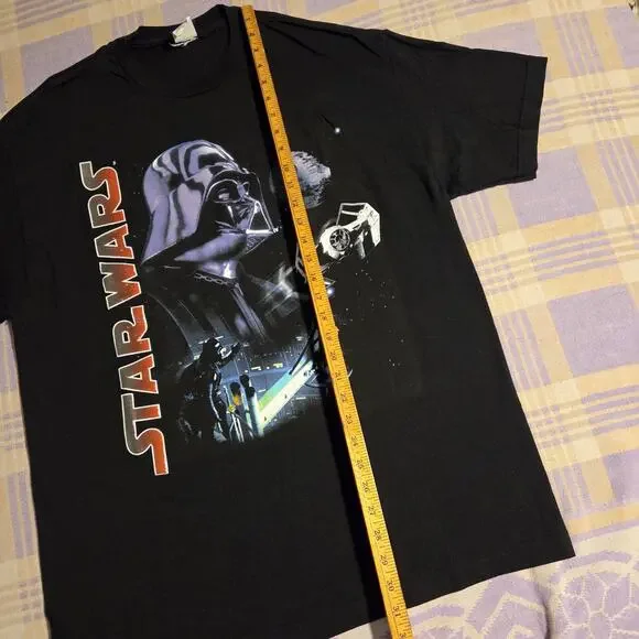 Vintage STAR WARS Spellout Darth Vader Luke Skywalker Death Star T Shirt XL 90s